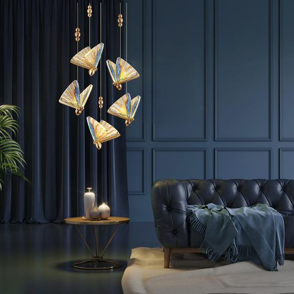 

pendant lamps bedside chandelier light luxury nordic butterfly bay window small creative personality simple modern bedroom