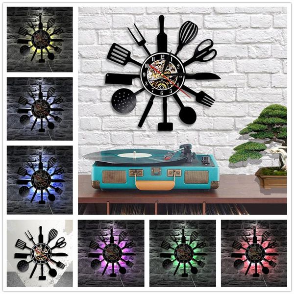 

wall clocks home living led lighting record cd clock modern style scissor art stickers quartz watch decoration for