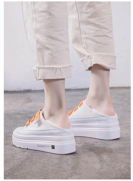 

dress shoes web celebrity half dragging fashionable summer outfit inside thick bottom tall cool tow lazy person baotou female slipper, Black