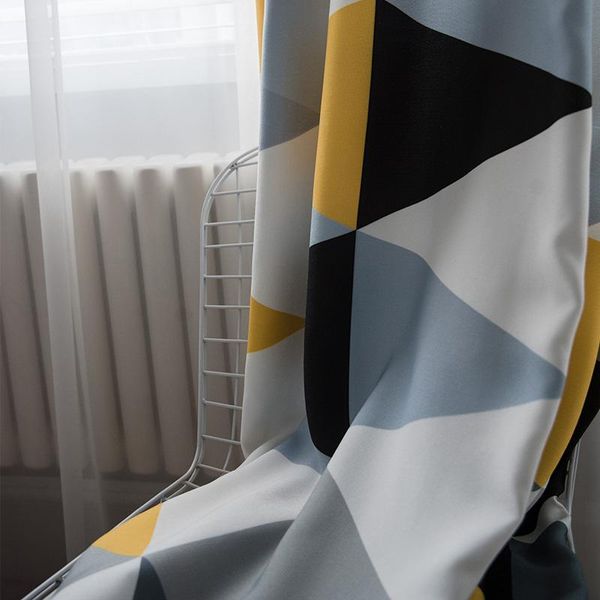

curtain & drapes melunmhom modern minimalist curtains yellow gray geometry printing for living room bedroom semi shade fabric window trea
