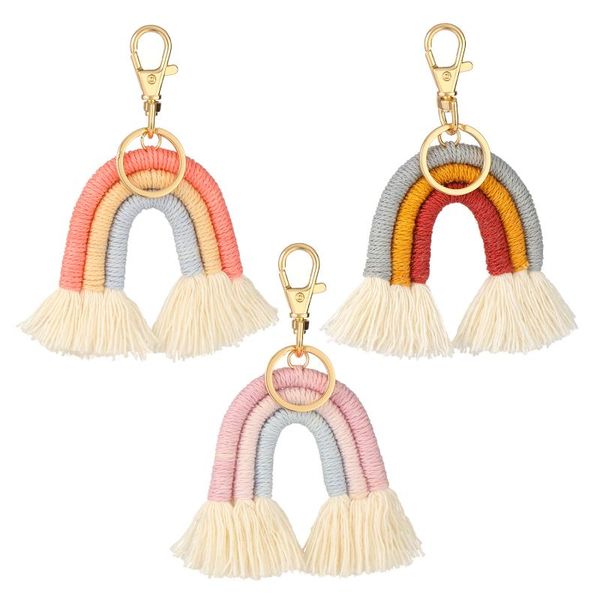 

keychains 1pc/3pcs fiber rainbow handbag charms keyring tassel keychain car holder bohemian, Silver