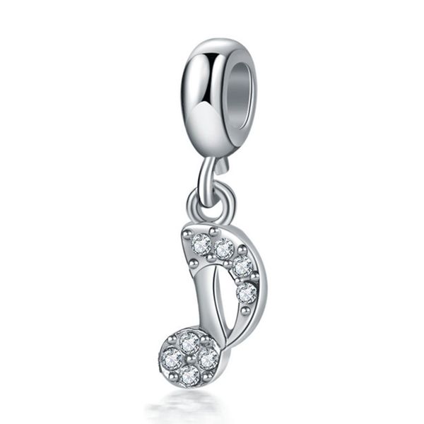 

1pcs cute musical note pendant diy beads adapting to original pandora charm bracelet ladies jewelry making gifts, Silver