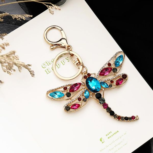 

keychains xdpqq european and american dragonfly pendant accessories creative metal keychain hollow insect car jewelry, Silver