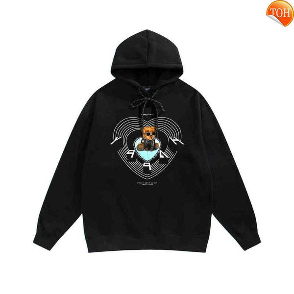 

men's wear plush off wireik hoodie love print oversize loose version, Black