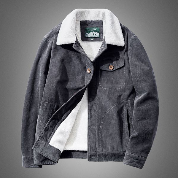 

winter men corduroy stand-collar casual jacket plus size warm quilted jacket, Black;brown