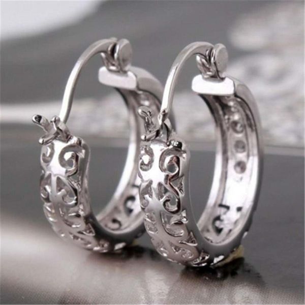 

hoop & huggie gu li lovely rhinestone crystal earrings for women hollow pattern earring birthday ear ring double side, Golden;silver