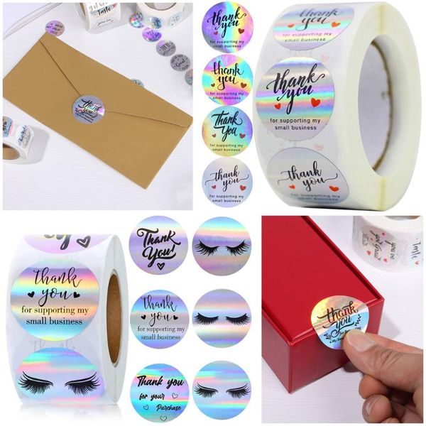 

gift wrap 500pcs 1/1.5inch "thank you for supporting my small business" stickers holographic silver seal labels self-adhesive rain