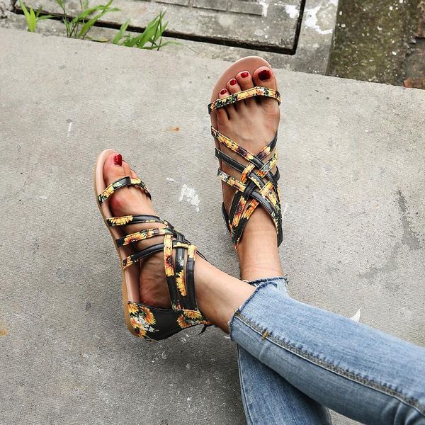 

sandals women summer shoes woman fashion zipper pinch for casual rome style flats sandalias plus size 43, Black