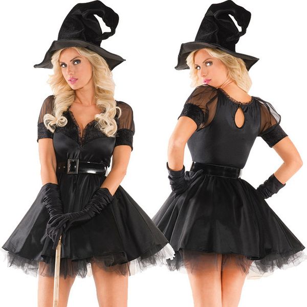 

2021 halloween costume witch fun uniform western costume popular_rw, Black;red