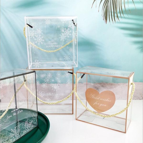 

5pcs transparent portable box wedding birthday party baking cookies cake boxes packaging decoration