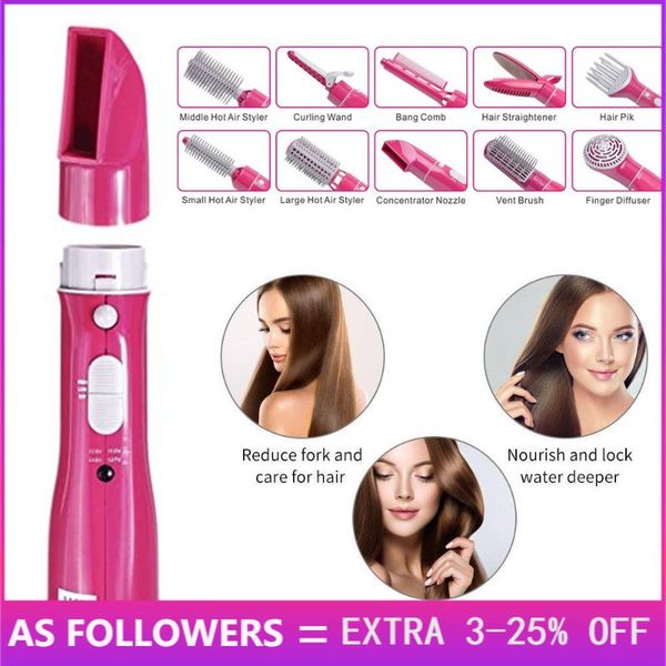 

electric hair brushes 10 in 1 multifunctional dryer straightener brush curling comb styling tools