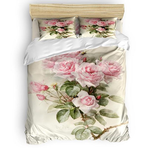 

bedding sets pink rose vintage duvet cover set with pillowcase bedroom supplies bed comforters king size