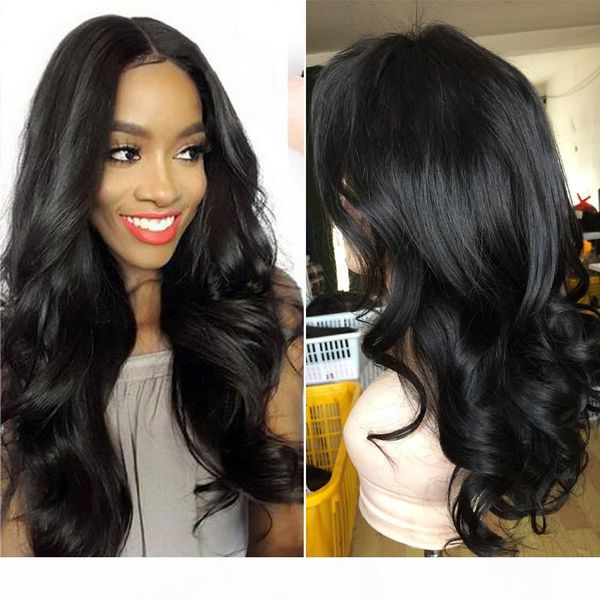 

body wave human hair lace front wigs brazilian hair for black women unprocessed full lace human hair wigs, Black;brown