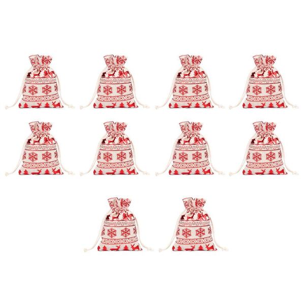 

gift wrap 10pcs red snow elk drawstring bag bundle pockets party storage for christmas