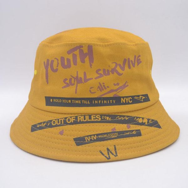 

cloches cotton graffiti letter embroidery bucket hat fisherman outdoor travel sun cap hats for men and women 188, Blue;gray