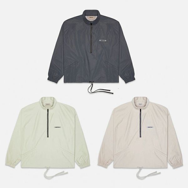 

2021 new matcha green fog essentials jacket men women 1:1 version half zipper colorful windbreaker vxp6, Black;brown