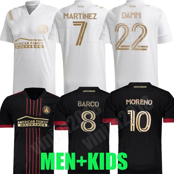 

men + kids 2021 2022 atlanta united fc soccer jersey moreno robinson 21 22 mls martínez barco castro damm torres football shirts uniforms, Black;yellow