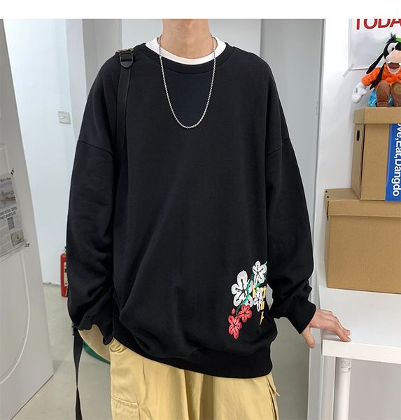 

2021 new korean style men hoodies japanese fake two piece man casual autumn sweatshirts hip hop streetwear letter print hoodie male jfyw, Black