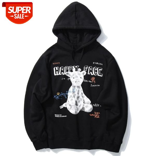 

hip hop streetwear hoodie men baby giraffe print fleece hoodie sweatshirt 2020 autumn winter pullover men cotton hipster black #0u3m