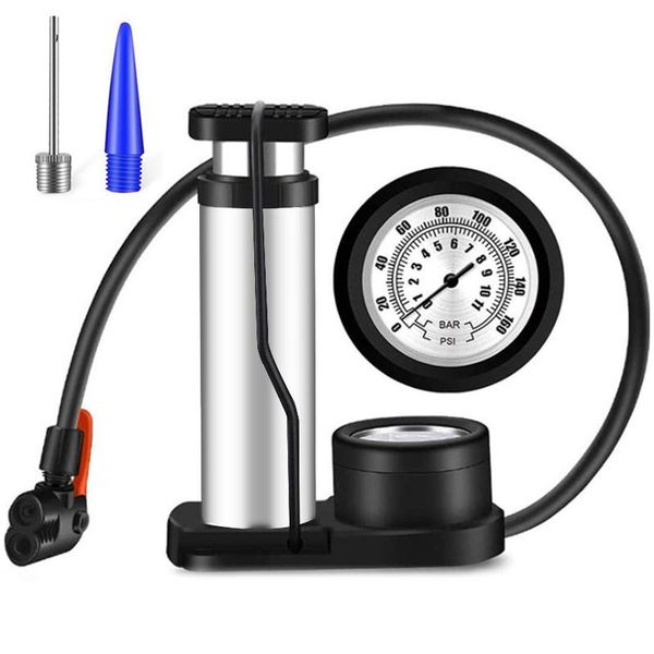 

bike pumps outdoor with pressure gauge bicycle pump basketball football foot activated home non slip 140 psi portable inflatable toy mini