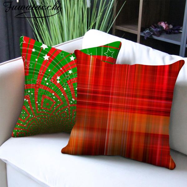 

fuwatacchi geometric striped print pillow case christmas tree heart picture cushion cover for home sofa couch decor pillowcases
