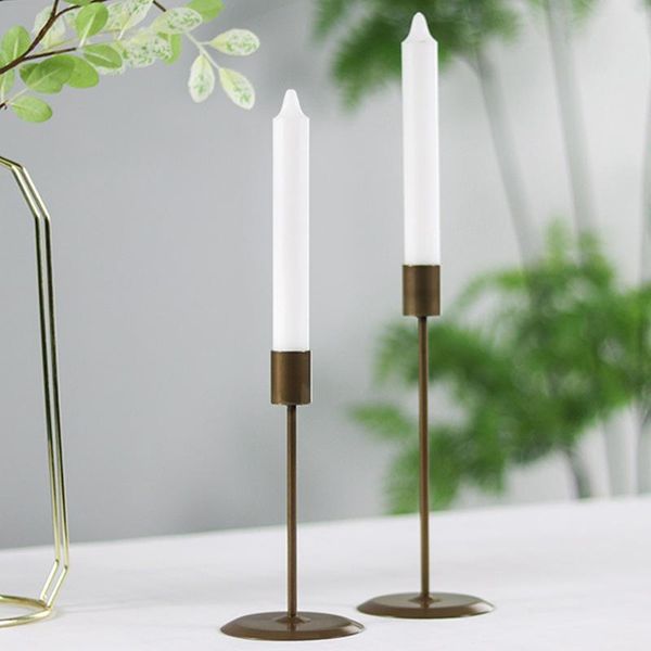 

candle holders 2 pieces modern solid color metal candlestick deskparty decor for home office black/golden