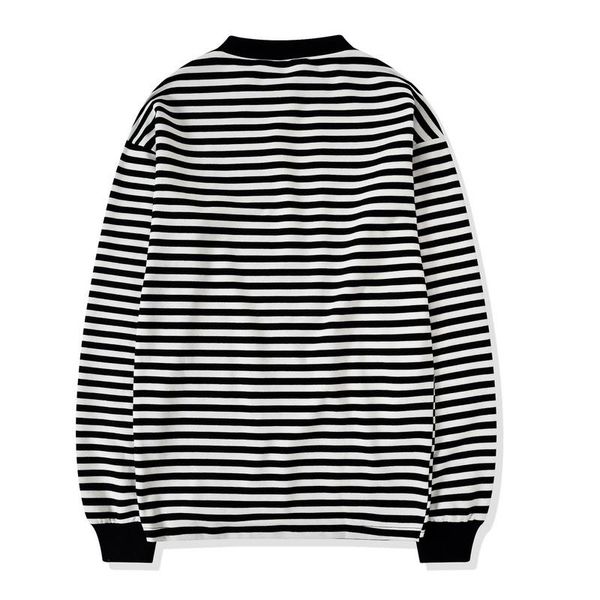 

oversize street black mens shipping crewneck style and tee striped long ribbed sweatshirt sleeve pullover white txhnj