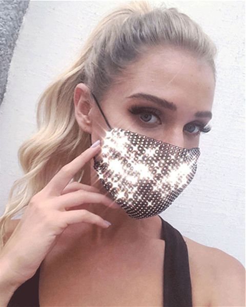 

rhinestone mask inlaid with diamond mask fashion personality grid with flash diamond jewelry rhinestone mask female