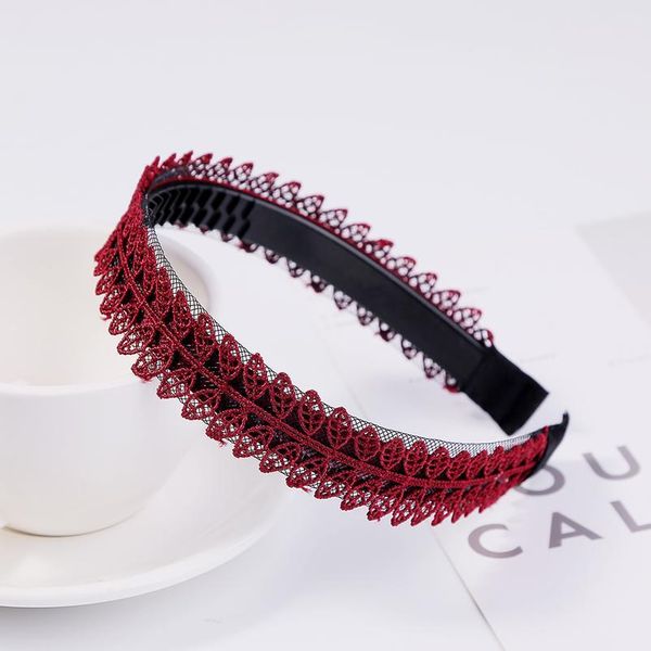 

charm lace embroidery leaf flower hairband women girl non-slip hair head hoop bands accessories mesh yarn thin headband jllvml, Silver