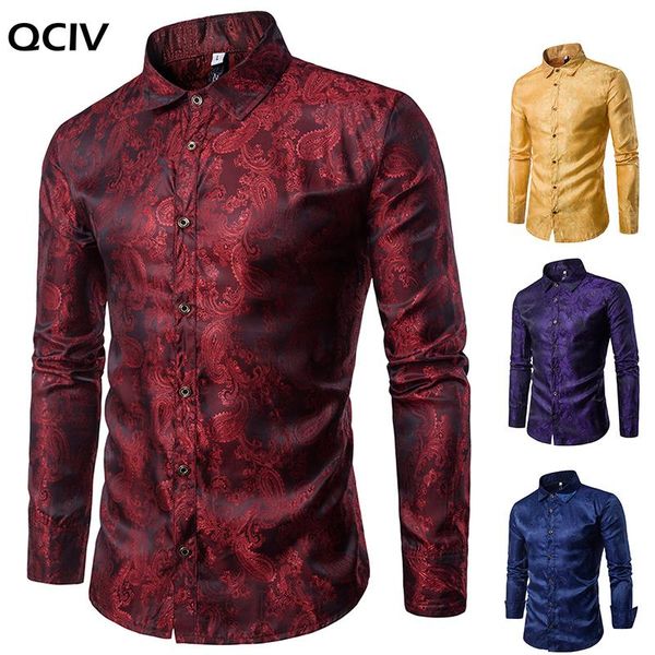 

men's casual shirts banquet wedding shirt party bar nightclub men bright long tpaisley sleeved, White;black