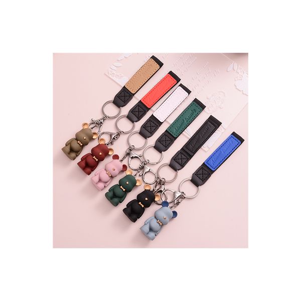 

cartoon creative violent bear keychain fashion accessories resin bag car key pendants, Silver