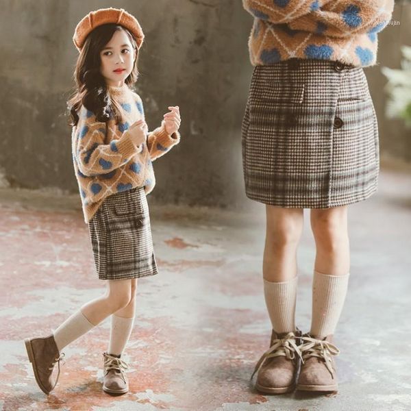 

skirts girls plaid skirt children a-line woolen1, Blue