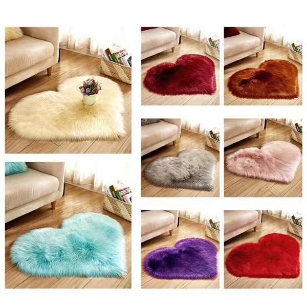 

carpets 1pcs plush heart-shaped cold-proof carpet floor cushion sofa bedroom blanket artificial love chair
