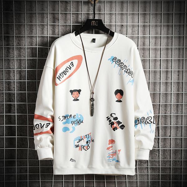

2021 new crewneck sweatshirt autumn print oversized japanese streetwear casual black hoodie men sweatshirts hoodies zfgp