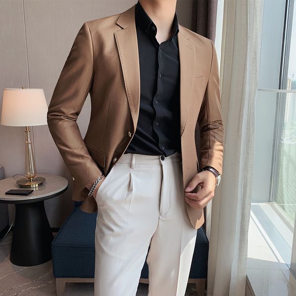 

men's suits & blazers male casual blazer, jacket and marriage slim in solid color, business branded clothing, zngy, White;black