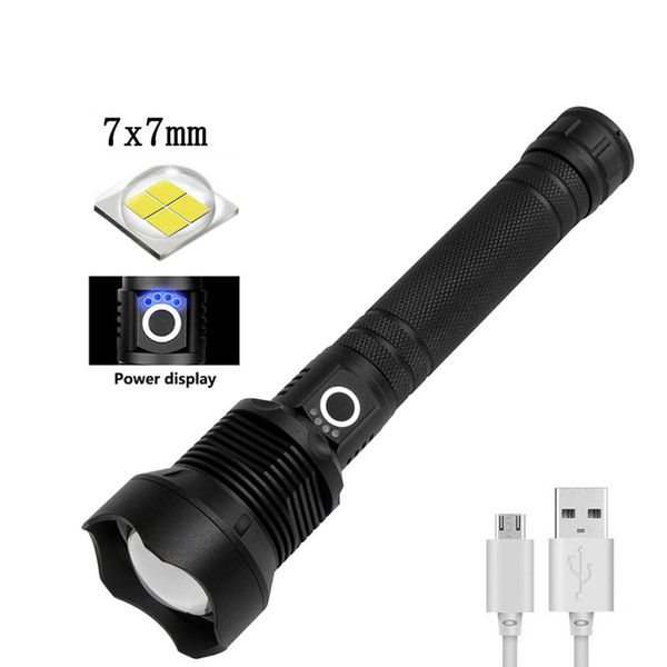 

high-power 30w 5v torches 7x7mm led micro usb telescopic zoom rechargeable flashlight suitable for camping climbing night riding, caving wat