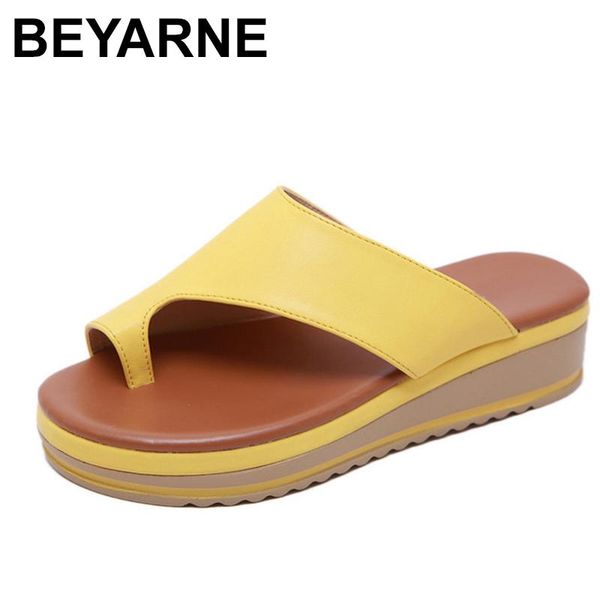 

slippers beyarneplatform wedge female thick sole outdoor casual sliders shoes orthopedic for women clip toe sandal flip, Black