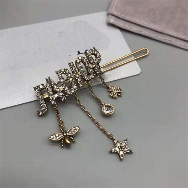 

special offer designer jewelry letter five pointed star bee leaf grass water drill hairpin brass hairband female bjte, Golden;silver