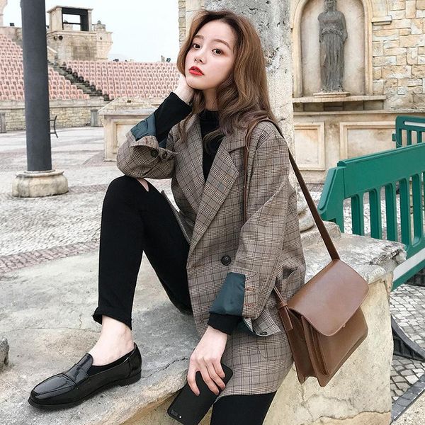 

women's suits & blazers 2021 autumn winter fashion korean style retro thick for woman comfortable single breasted turn-down collar coat, White;black