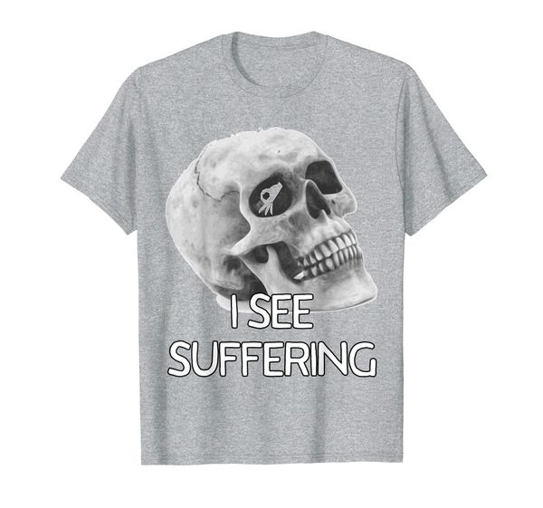 

i see suffering the finger circle game meme skull t-shirt, White;black