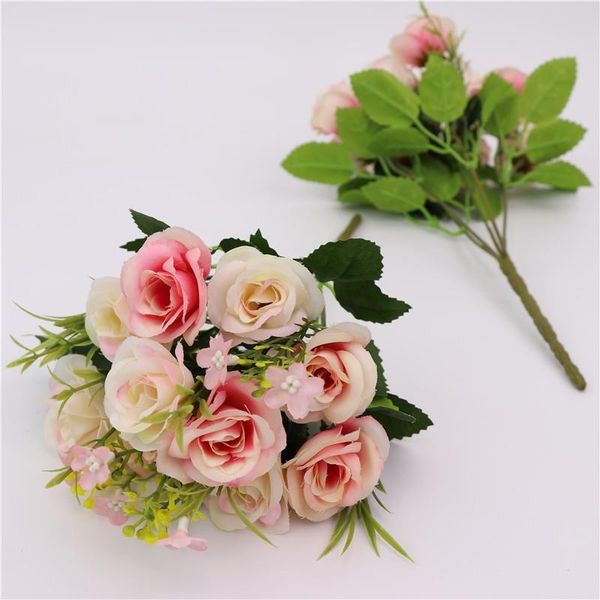 

decorative flowers & wreaths plastic bouquet party home festival wedding artificial rose fake floral ornament classic 2021 decor