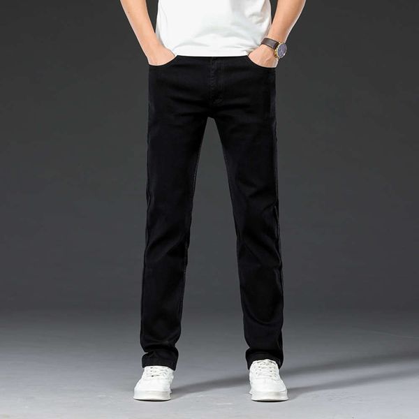 

high-end spring and autumn jeans large men's slim straight casual youth versatile long pantswinter, Blue