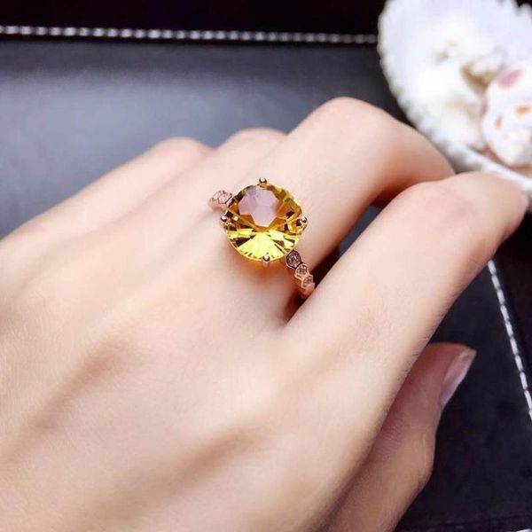 

cluster rings natural real citrine gemstone for women 925 sterling silver jewelry ring wedding anniversary paty gift wholesale, Golden;silver