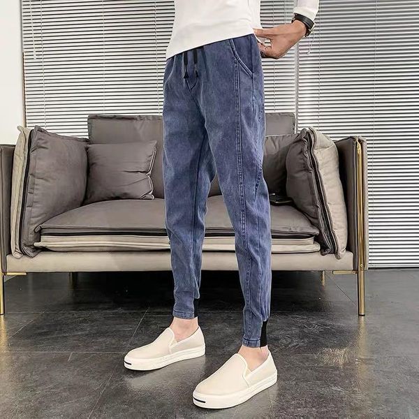 

men's jeans q112-spring and summer loose straight tube pants business, Blue