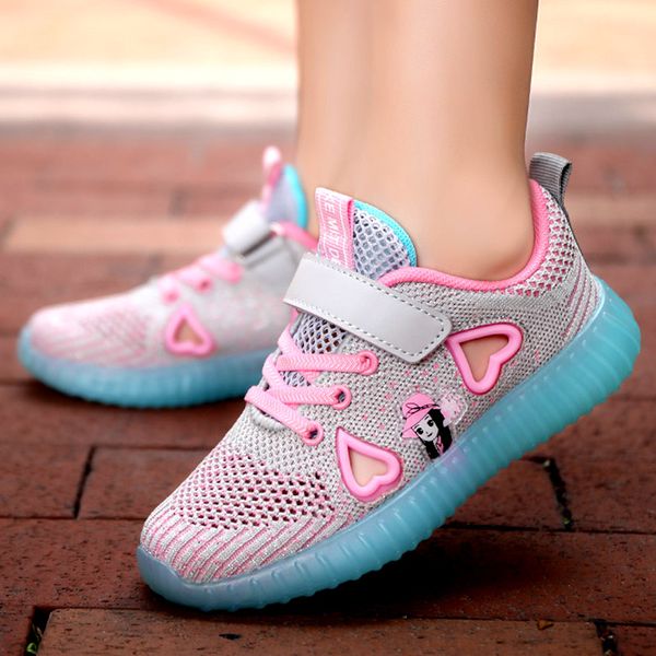 

children girls sneakers breathable mesh kids shoes girl running and sport boots spring summer flats size 26-38, Black;red