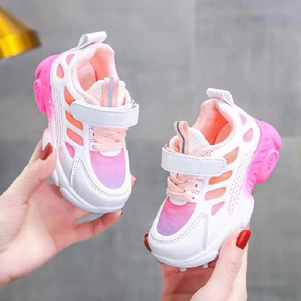 

size 20-31 children damping casual sneakers boys wear-resistant sneakers girls rainbow lightweight baby shoes with breathable, Black;red
