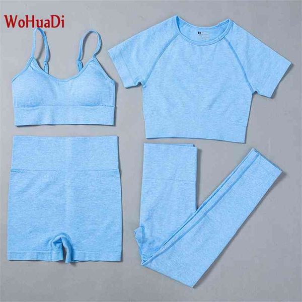 

wohuadi any combination women clotching yoga set fitness seamless pant high waist leggings shirts sports bra tracksuits gym 210802, Gray