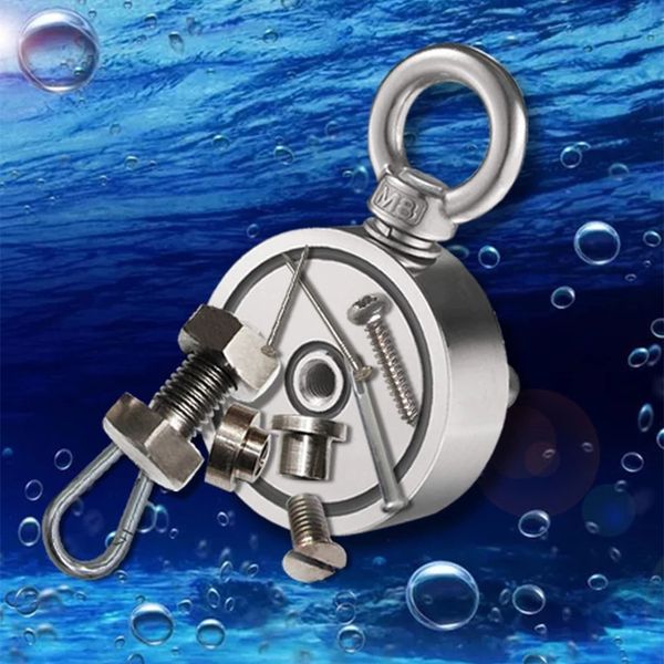 FreeShipping Forte magnete al neodimio Doppio ricerca laterale Gancio magnetico D48 - D74 * 28mm Portabicchieri magnetico in acciaio per pesca di salvataggio super potente