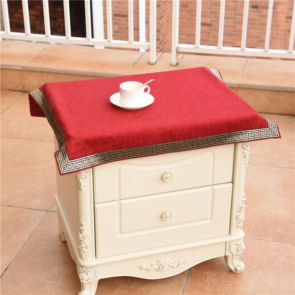 

embroidered chenille tablecloth european tassels table cloth pure color chinese style bedside cupboard cover wedding party decor