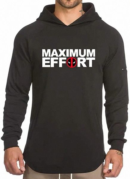 

men's maximum effort gym workout long sleeve hoodies fashion casual sweatshirt 86q0#, Black